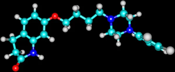 阿立哌唑分子上黑色孤立 — 图库照片