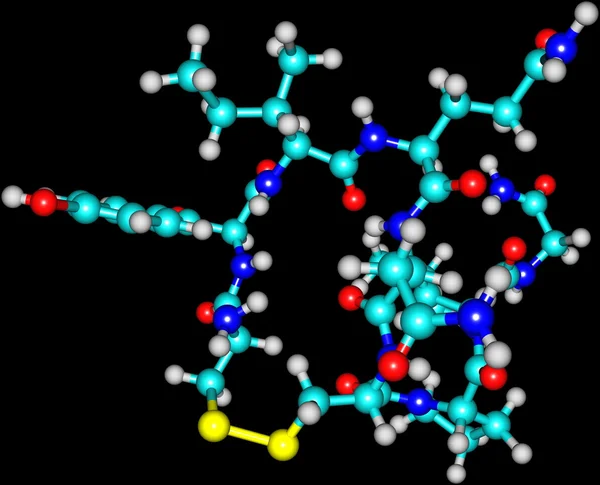 Molecola di ossitocina isolata sul nero — Foto Stock
