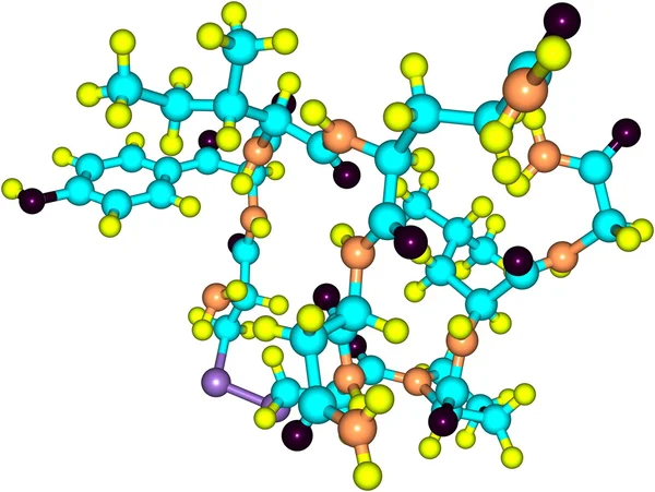 Oksitosin molekül üzerinde beyaz izole — Stok fotoğraf