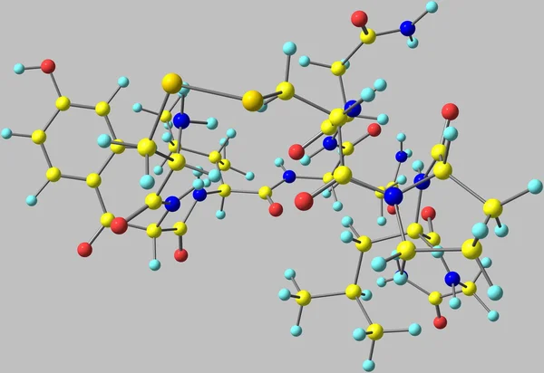 Oxytocin molekyl isolerad på grå Royaltyfria Stockbilder