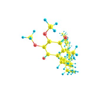 Ubiquinone molekül üzerinde beyaz izole