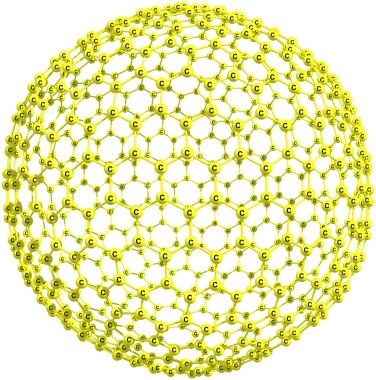 Dev fullerene molekül C720 beyaz izole.