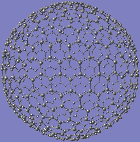 巨大的富勒烯分子 C720 孤立灰色 — 图库照片