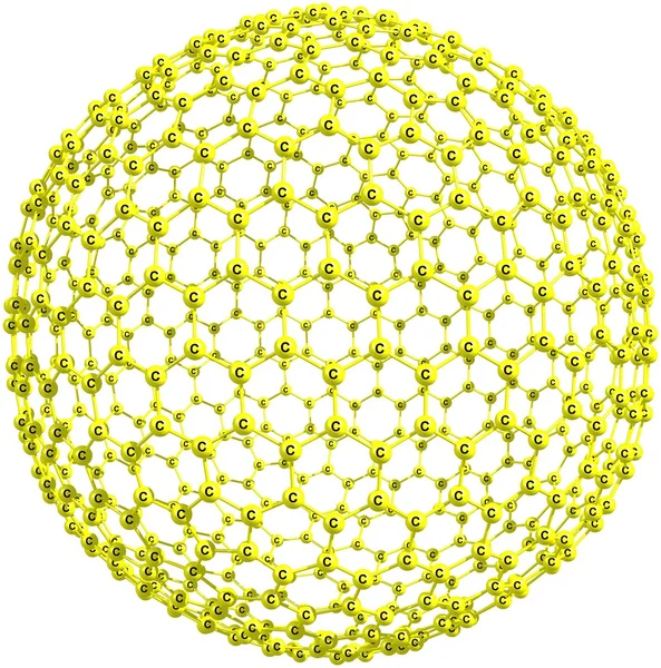 Dev fullerene molekül C720 beyaz izole.