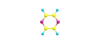 Pyrazine molekül üzerinde beyaz izole
