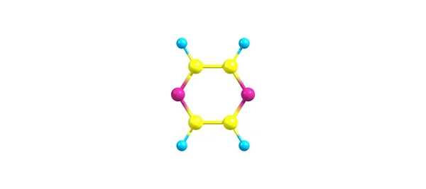 Pyrazine molekül üzerinde beyaz izole — Stok fotoğraf