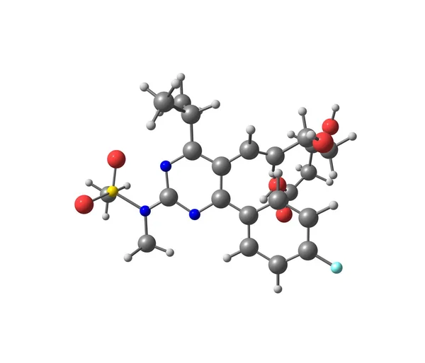 Molécule de rosuvastatine isolée sur blanc — Photo