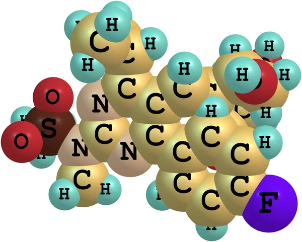Molécula de rosuvastatina isolada sobre branco — Fotografia de Stock