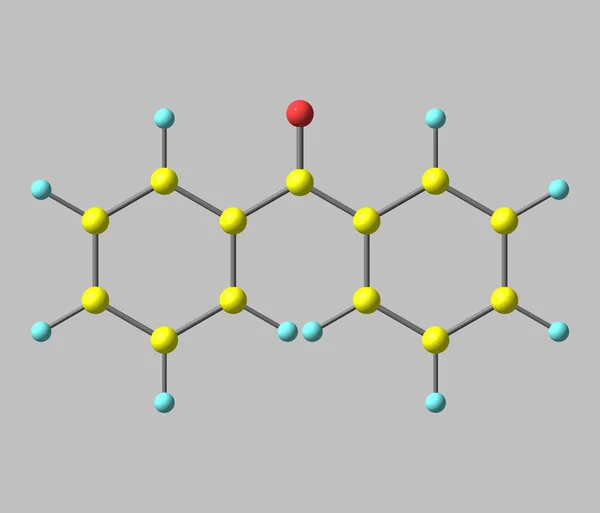 Molécule de benzophénone isolée sur gris — Photo