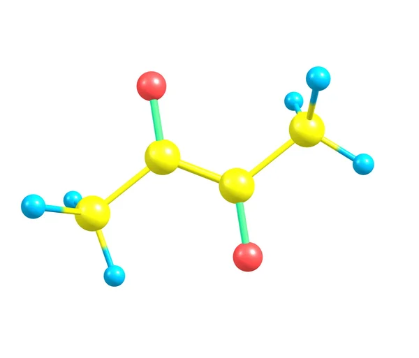 Diacetyl molekyl isolerad på vit — Stockfoto