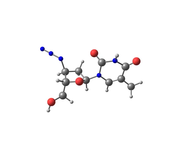 Zidovudin molekül üzerinde beyaz izole — Stok fotoğraf