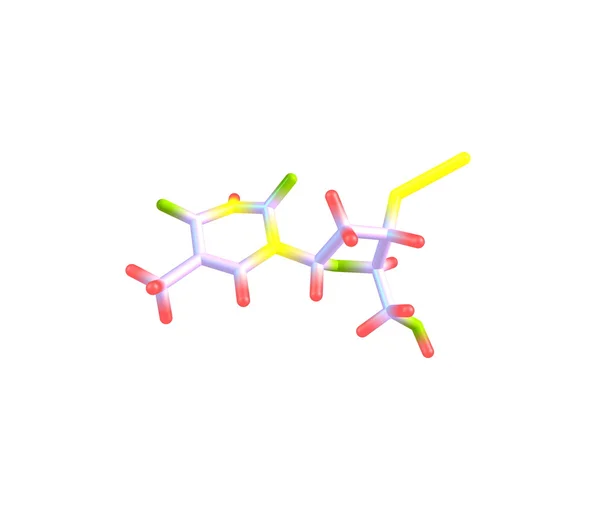 Molécula de zidovudina isolada sobre branco — Fotografia de Stock