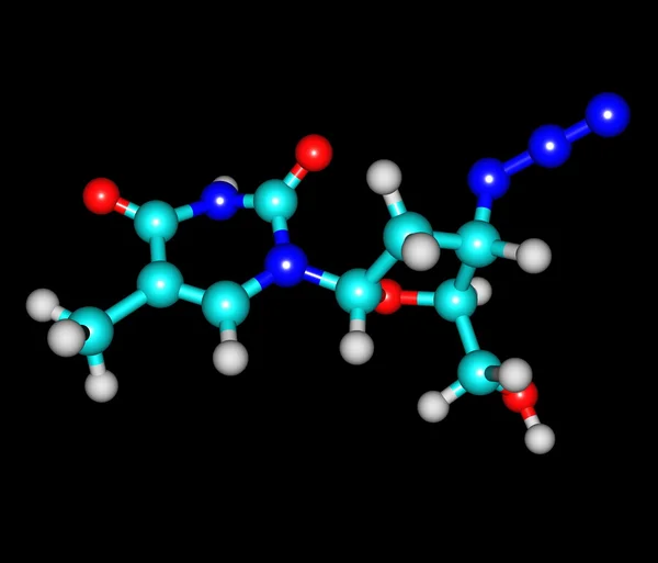 黒に分離されたジドブジン分子 — ストック写真