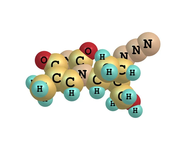 Zidovudine molecule isolated on white — Stock Photo, Image