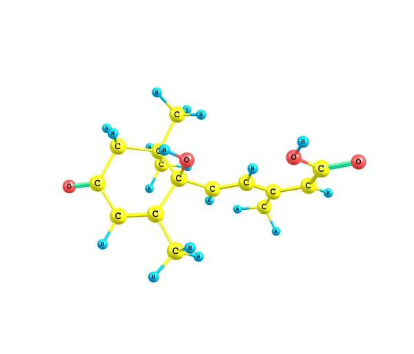 Beyaz izole absisik asit molekül — Stok fotoğraf
