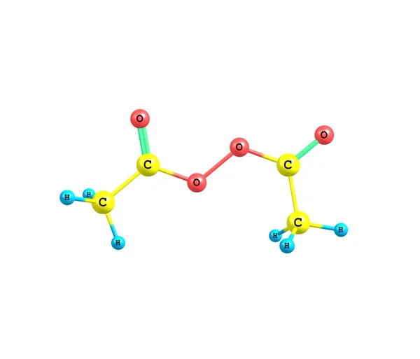 Молекула пероксида диацетила выделена на белом — стоковое фото