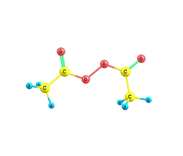 Molécule de peroxyde de diacétyle isolée sur blanc — Photo