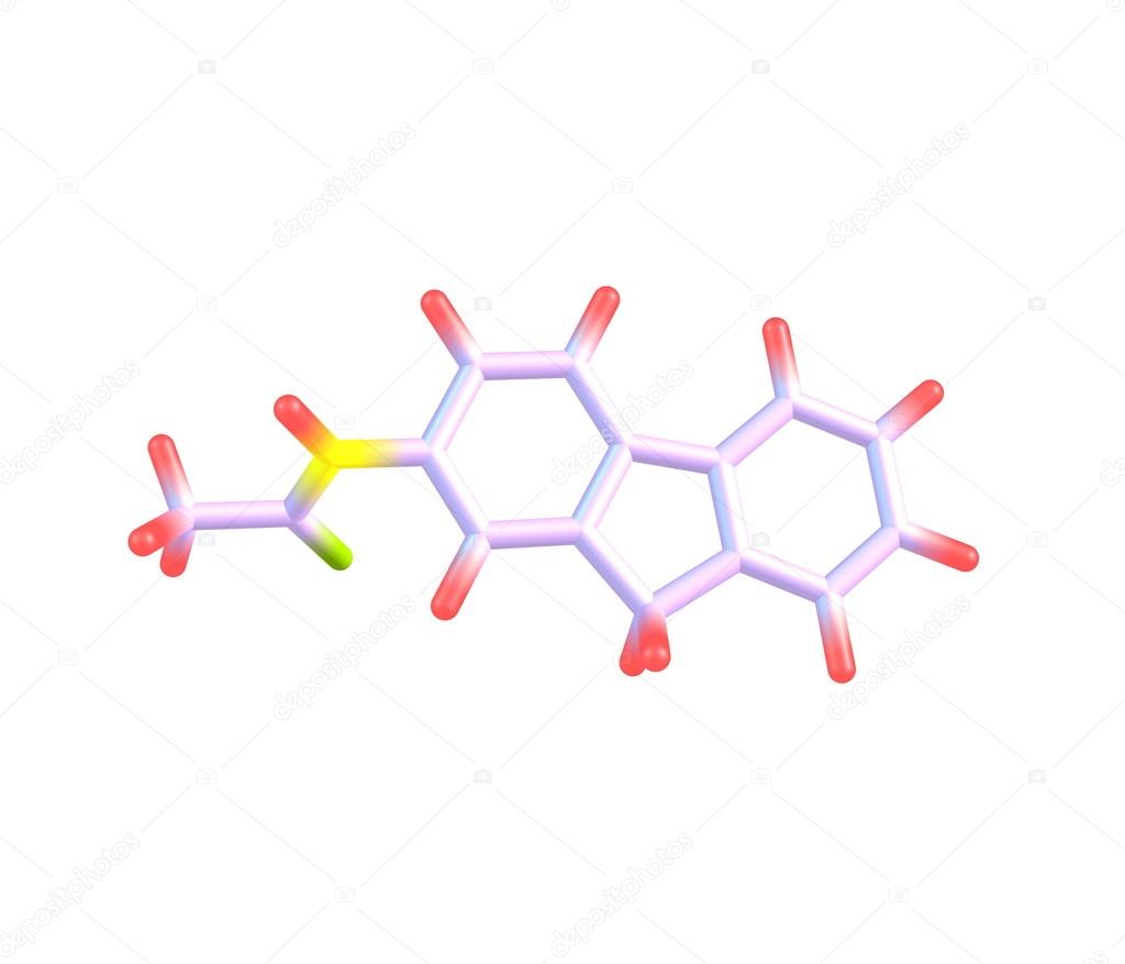 2-Acetylaminofluorene molecule isolated on white