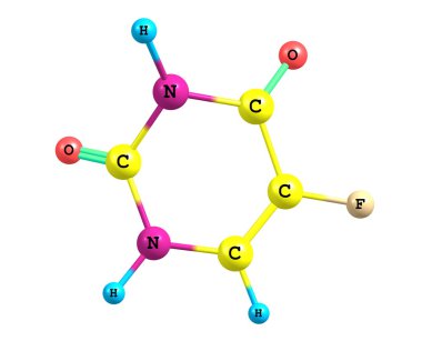 Beyaz izole fluorouracil molekül