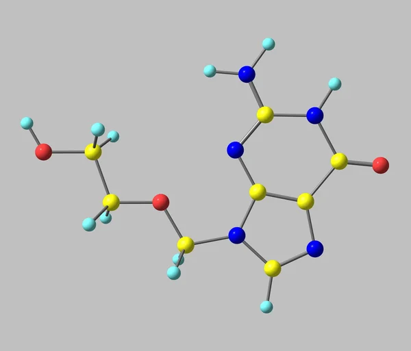 Molécule d'acyclovir isolée sur gris — Photo