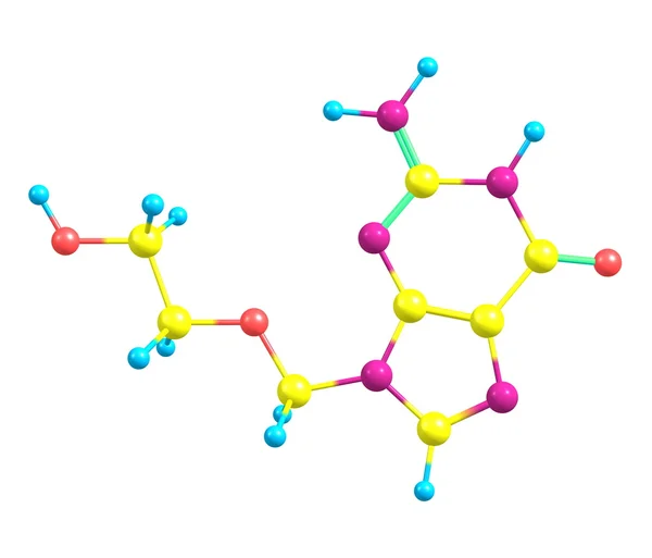 Acyclovir molecule isolated on white — Stock Photo, Image