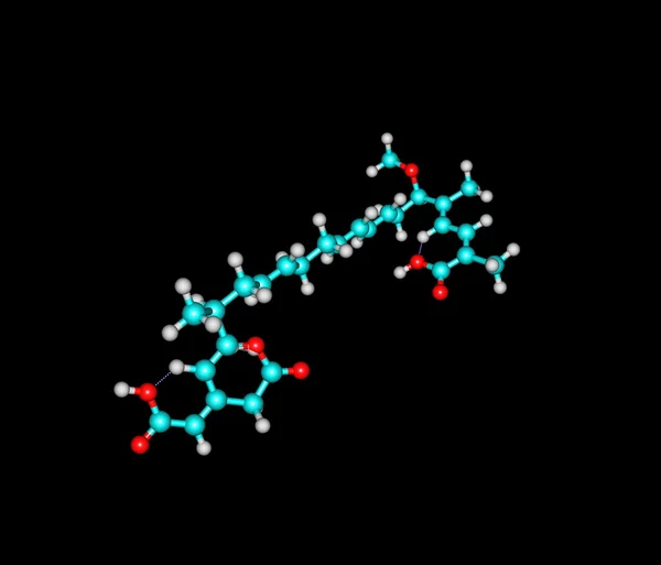 Bongkrek-Säure-Molekül auf Schwarz isoliert — Stockfoto