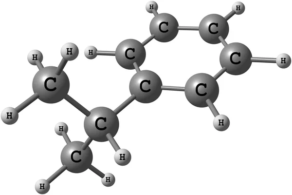 Molecola cumene isolata su bianco — Foto Stock