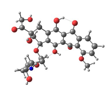 Doxorubicin molecule isolated on white