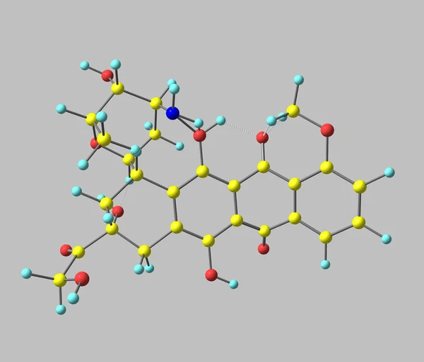 Epirubicin molecule isolated on grey — 图库照片