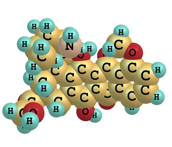 Molécula de epirrubicina aislada en blanco — Foto de Stock