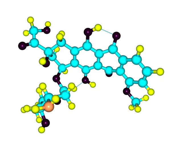 Doxorubicina molecola isolata su bianco — Foto Stock