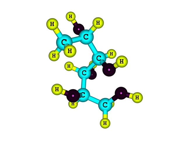 Fucitol 分子上白色孤立 — 图库照片