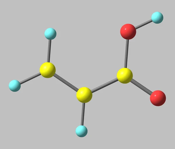 Molécula de ácido acrílico isolada sobre cinzento — Fotografia de Stock