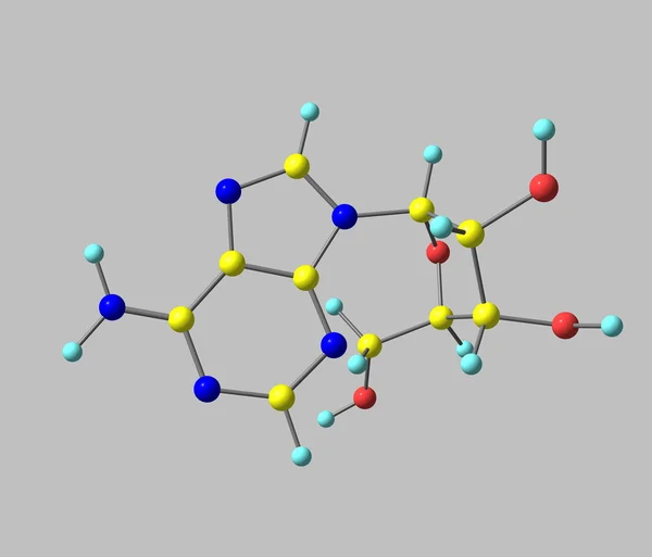 腺苷分子上灰色孤立 — 图库照片