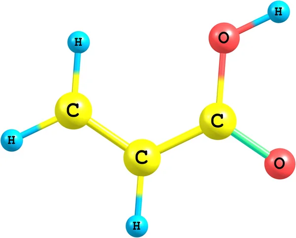 Acrylsäure-Molekül auf Weiß isoliert — Stockfoto