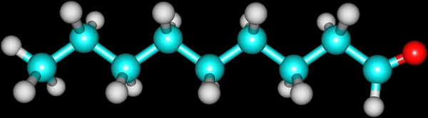 壬醛分子上黑色孤立 — 图库照片