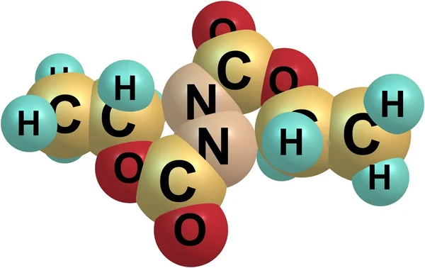 Molécule d'azodicarboxylate de diéthyle isolée sur blanc — Photo