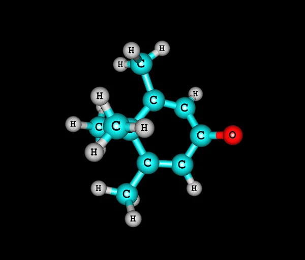 Estructura molecular de la pingüinona aislada en negro — Foto de Stock