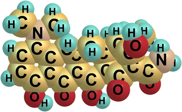 Minocyclin-Molekül auf Weiß isoliert — Stockfoto
