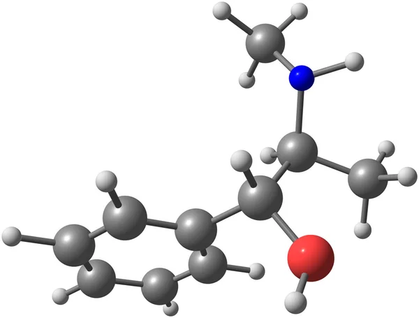 白で隔離エフェドリン分子 — ストック写真