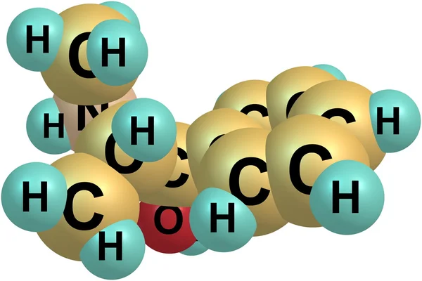 Molécula de efedrina isolada em branco — Fotografia de Stock