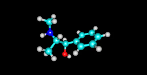 Ephedrin-Molekül auf Schwarz isoliert — Stockfoto