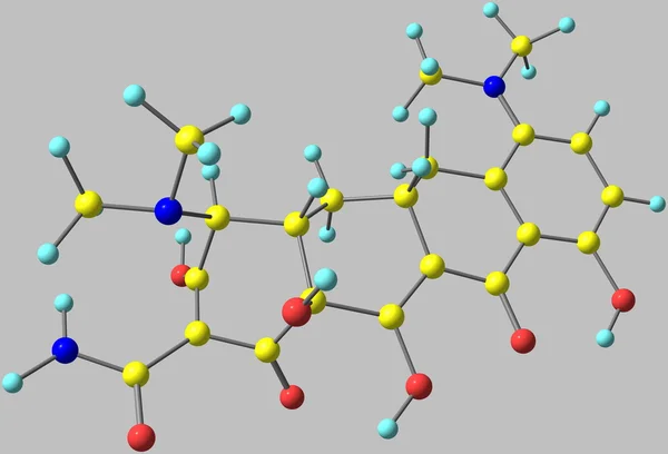 Minocyklin molekyl isolerad på grå Stockbild