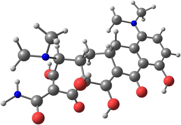 Minocyklin molekyl isolerad på vit Stockfoto