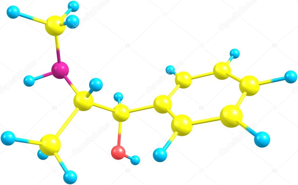 Ephedrine molecule isolated on white