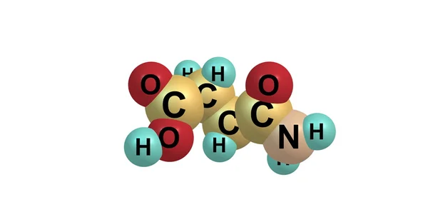 Beyaz izole asparagine molekül — Stok fotoğraf