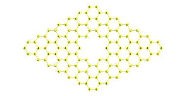 Grafin moleküler yapısı ile üzerine beyaz izole bir gözenek