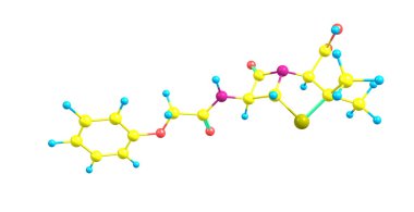 Penisilin V moleküler yapısı üzerinde beyaz izole