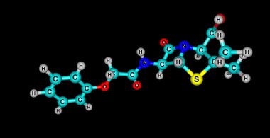 Siyah izole penisilin V moleküler yapısı