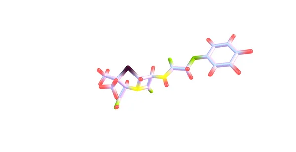 Estrutura molecular da penicilina V isolada sobre branco — Fotografia de Stock